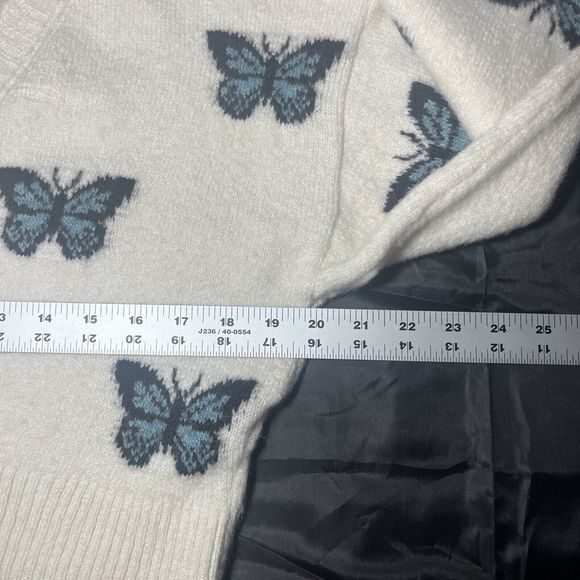 Topshop Cropped Butterfly Cardigan Sweater White Long Sleeve Womens US Size 8-10 - Picture 5 of 8
